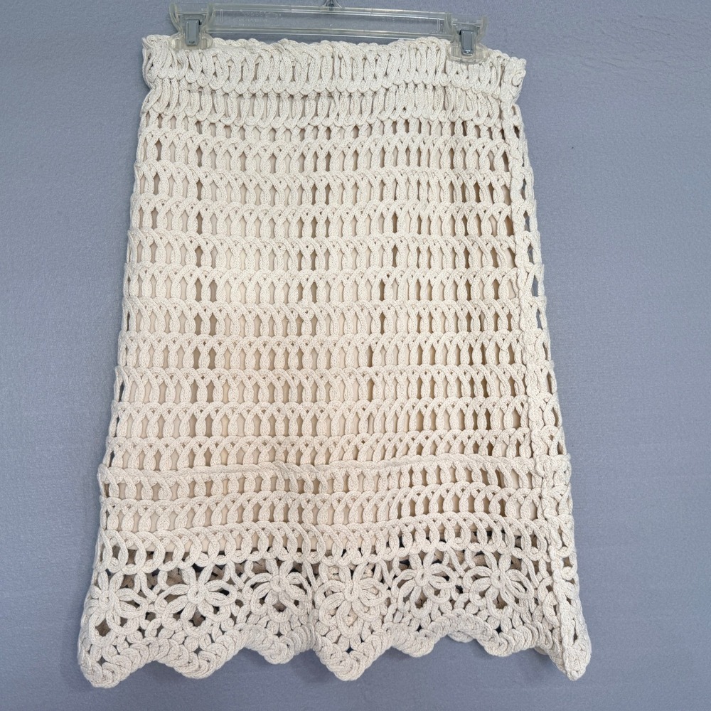 Adiva Crochet Boho Mini Skirt Womens Size M Coastal Cotton Festival Cottagecore